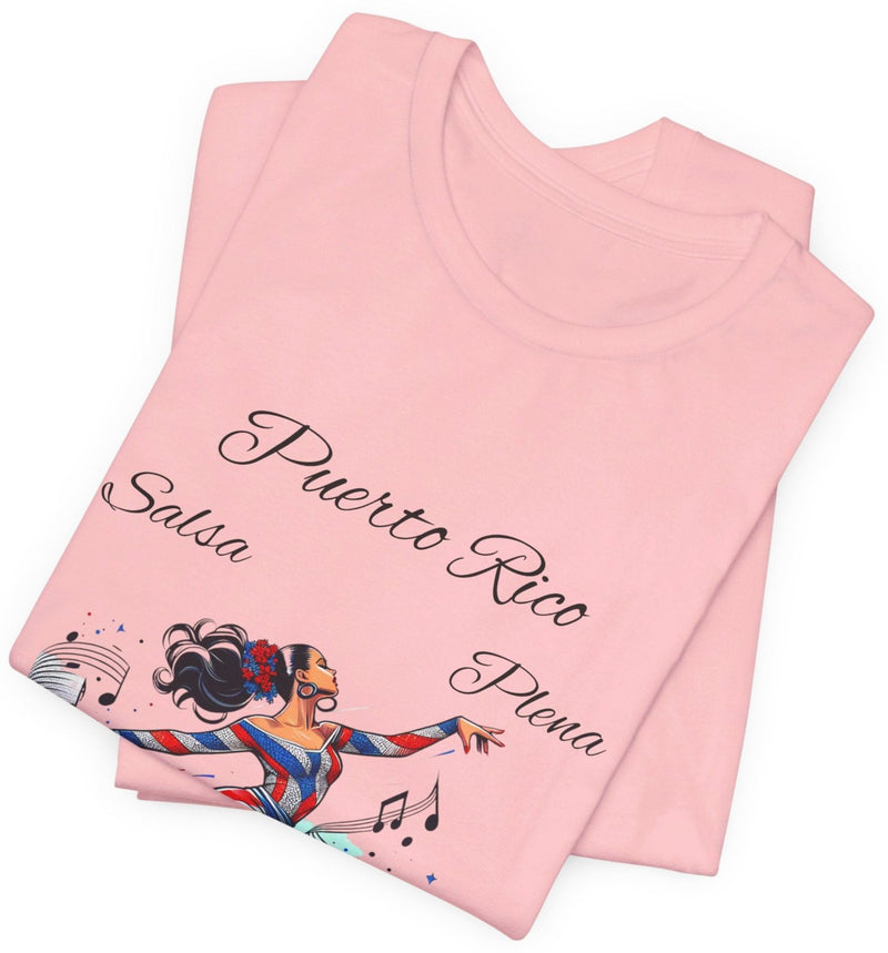 Puerto Rico "Salsa, Plena, Bomba, Reggaeton" Jersey Short Sleeve Tee - Puerto Rico Flag - Puertorriqueña - Puertorriqueño, Latin Music, Salsa Dancer