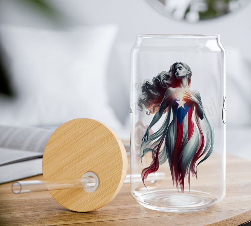 Personalized Diosa Borinqueña Sipper Glass, 16oz - Puerto rico