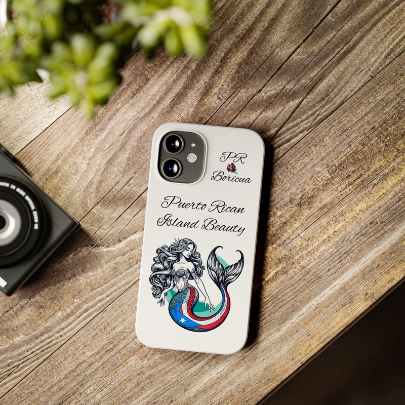Puerto Rican Island Beauty Mermaid White Slim designer Phone Case - Puerto Rico Flag π΅π·π₯ -Weeeepa!