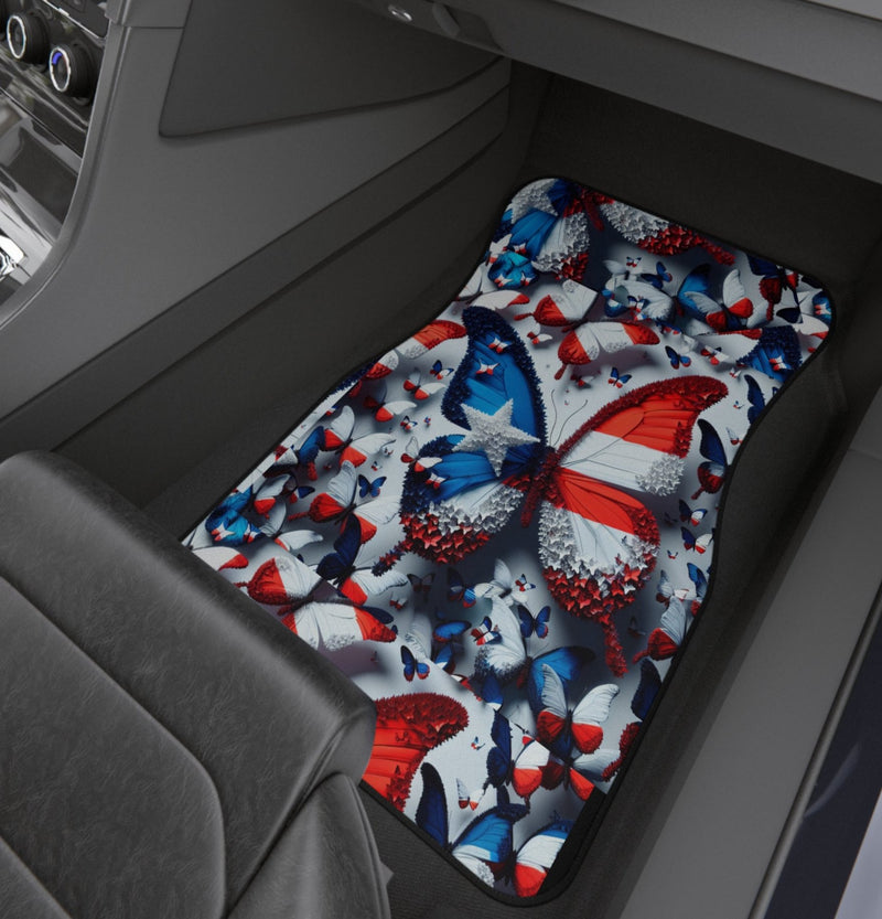 Puerto Rico Flag🇵🇷 Butterfly Flag Car Floor Mats, (Set of 4)