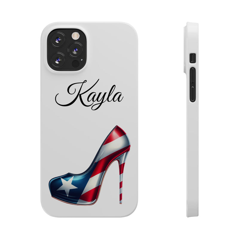 Personalized Stiletto iPhone Cell Phone Cases - White Slim Rico Flag π΅π·π₯ - Latina