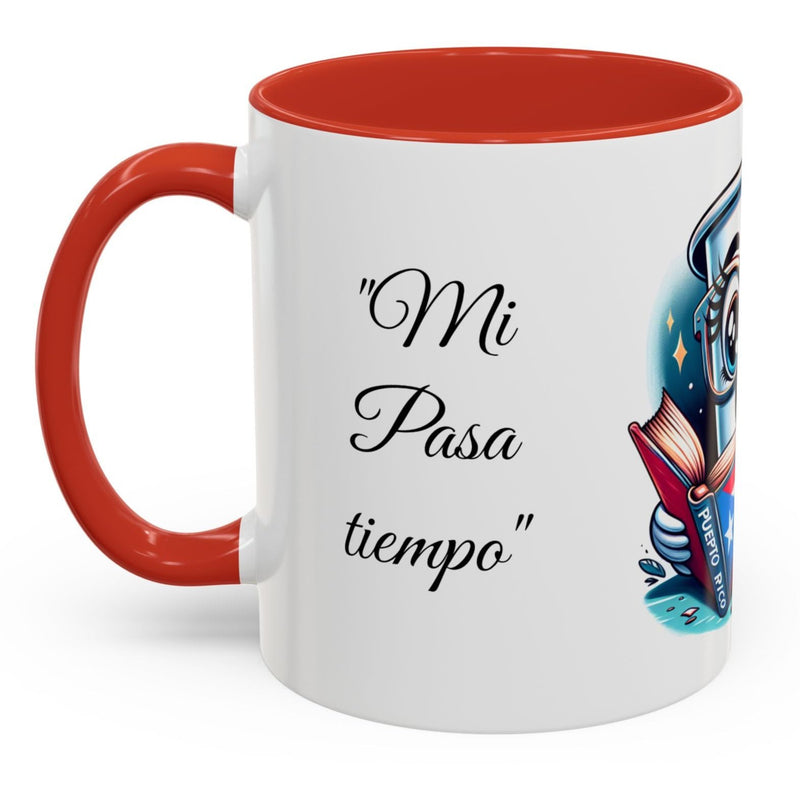 Coffee Mug - Reading Cup Mug - Puerto Rican Flag Design - Personalized Name - Book Lovers Gift