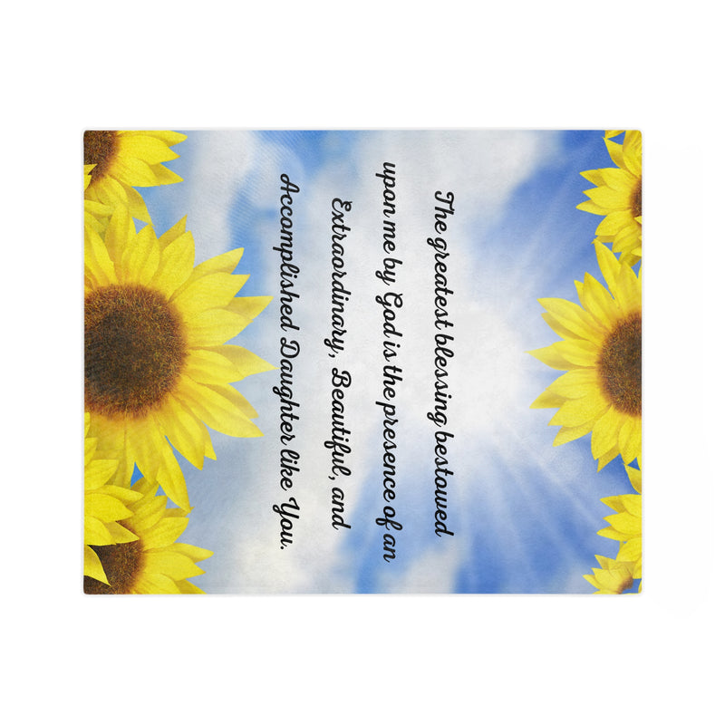 Sunflower Velveteen Minky Blanket - Daughter Gift from Mom