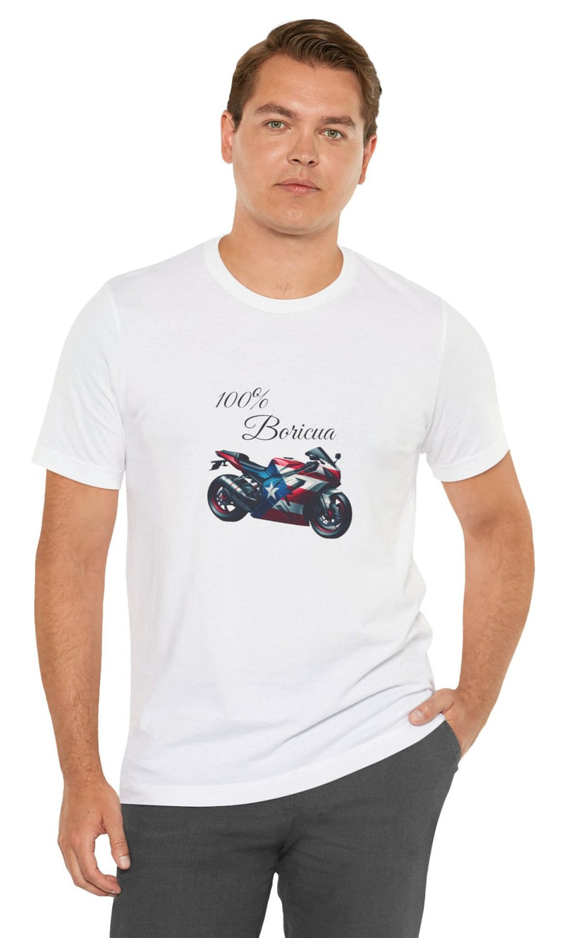 100% Boricua Motorcycle Jersey Short Sleeve Tee - Puerto Rico - Puertorriqueño