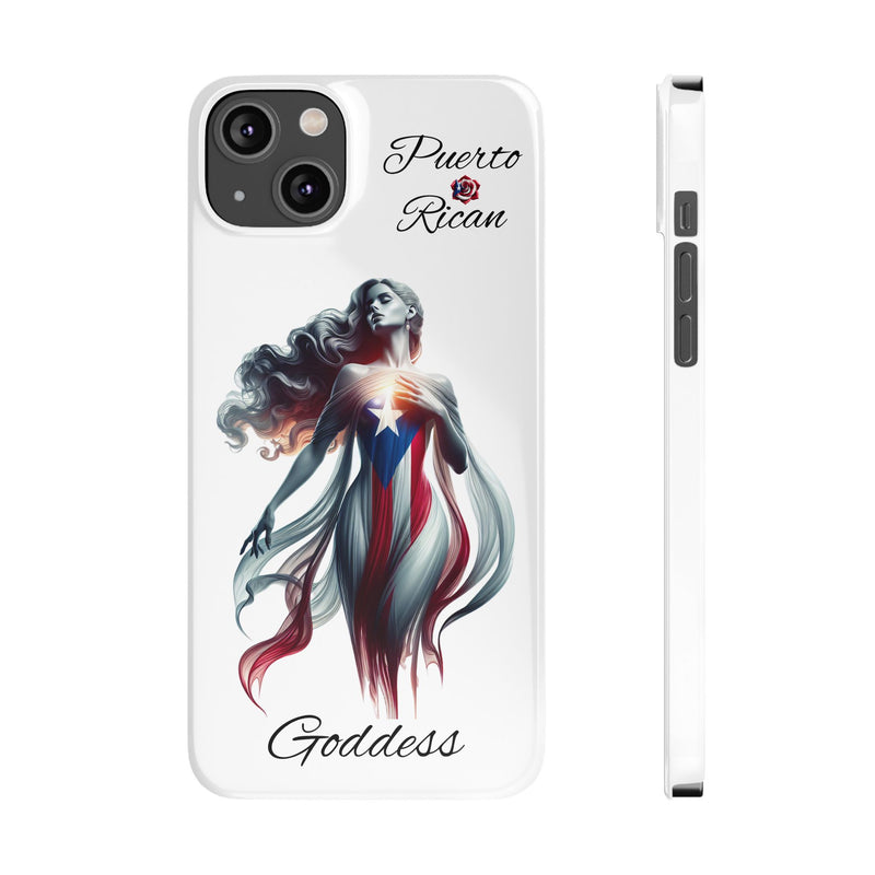 Puerto Rican Goddess White Slim Phone Cases - Rico Flag π΅π·π₯ -Weeeepa!, Puertoriquena