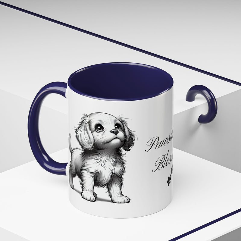 Personalized "Pawsitively Blessed!" Puppy Accent Coffee Mug (11, 15oz)