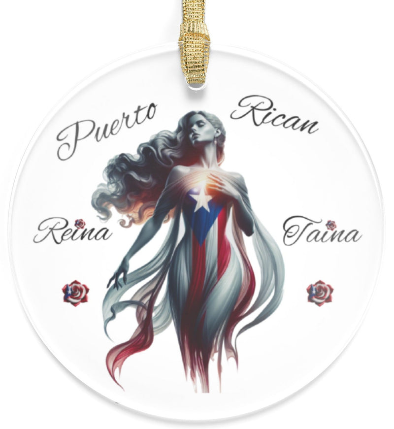 Puerto Rican 🇵🇷 Taína Acrylic Ornament -Puerto Rico flag - Latina, Latino,Reina Taína"