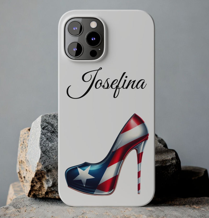 Personalized Stiletto iPhone Cell Phone Cases - White Slim Rico Flag π΅π·π₯ - Latina