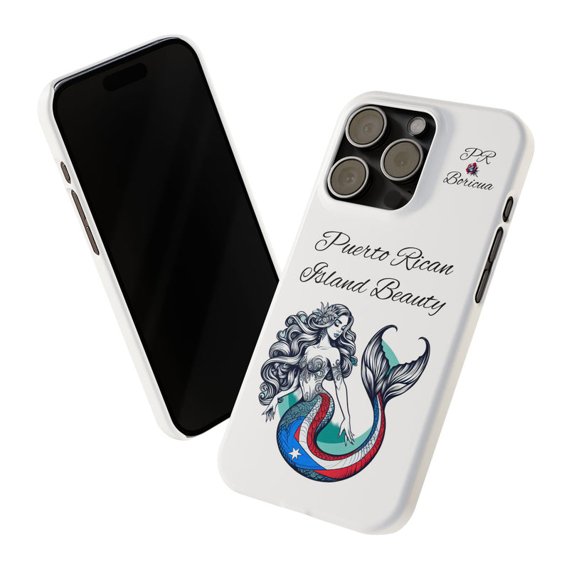 Puerto Rican Island Beauty Mermaid White Slim designer Phone Case - Puerto Rico Flag π΅π·π₯ -Weeeepa!