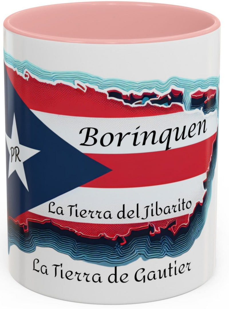 Puerto Rico Flag🇵🇷Map Accent Coffee Mug (11oz)