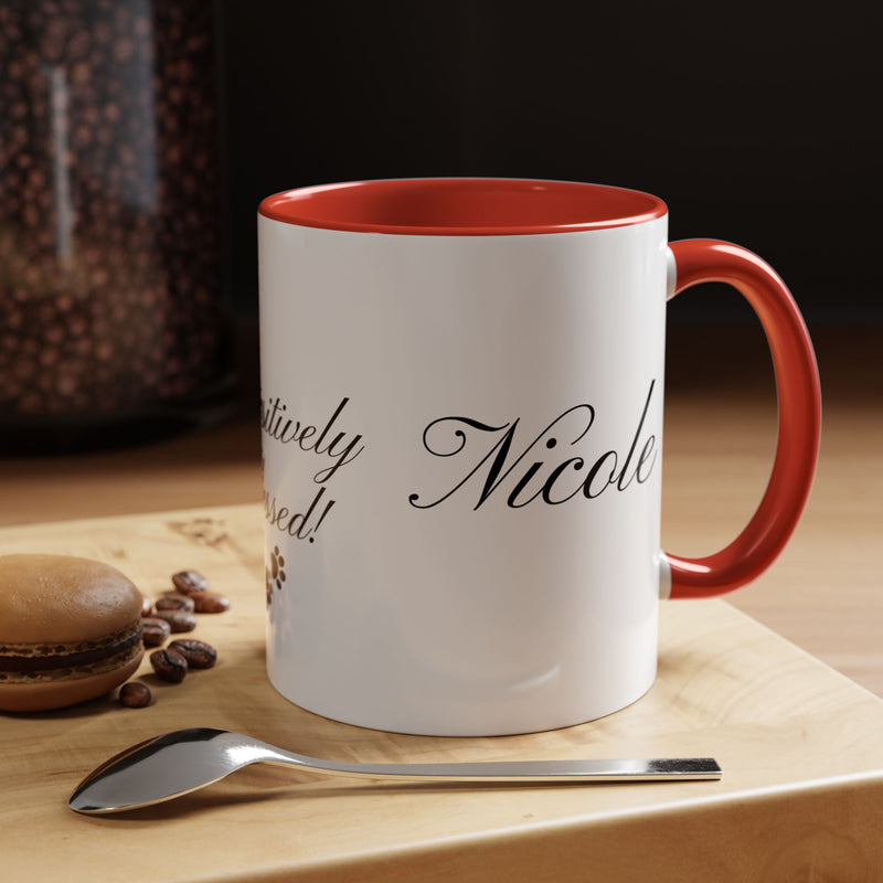 Personalized "Pawsitively Blessed!" Puppy Accent Coffee Mug (11, 15oz)