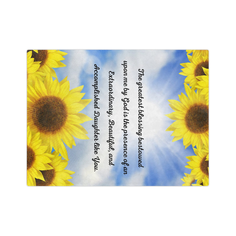 Sunflower Velveteen Minky Blanket - Daughter Gift from Mom