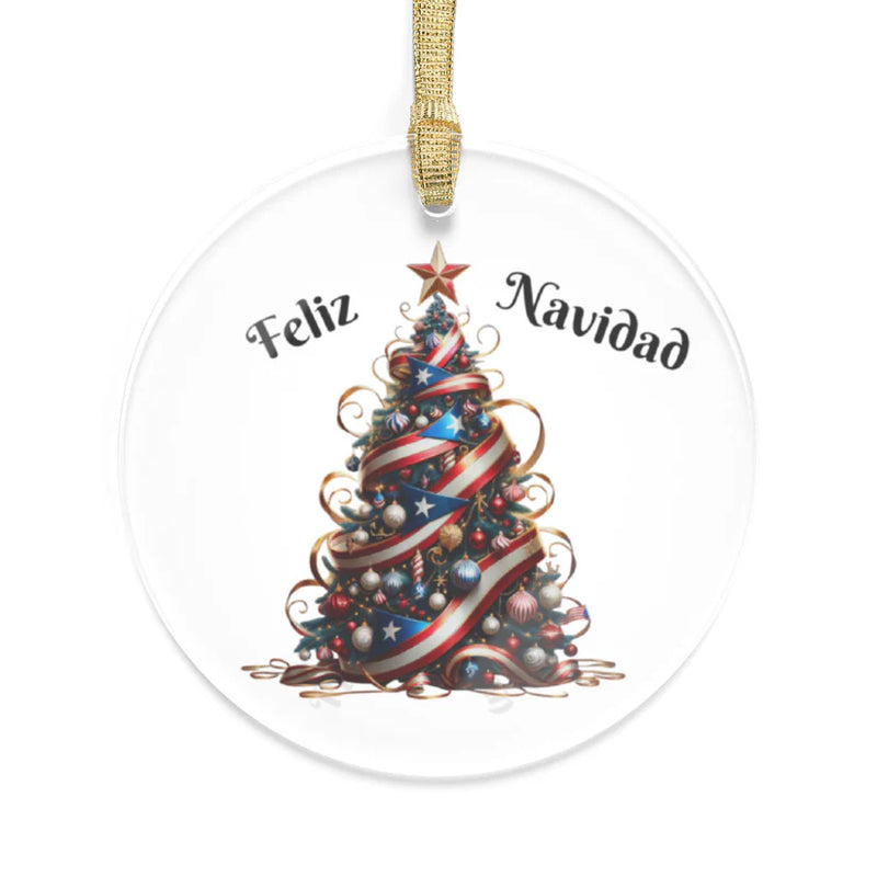 Christmas Tree 🇵🇷✨ Puerto Rico Flag - Acrylic Ornament -Puerto Rico Flag Ornament