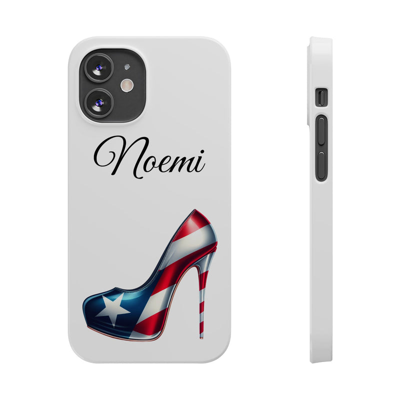 Personalized Stiletto iPhone Cell Phone Cases - White Slim Rico Flag π΅π·π₯ - Latina