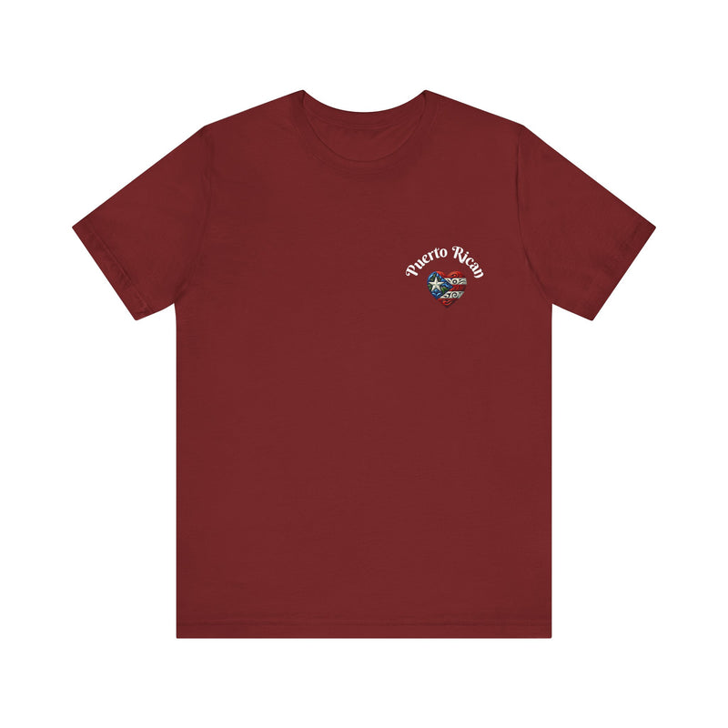 Puerto Rico Flag Heart Short Sleeve Tee Left side design