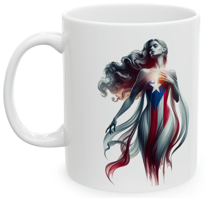 Puerto Rican Goddess Mug 11oz - Puerto Rico flag, Latina, Boricua gift, Puerto Rico gift, Puerto Rico Mug