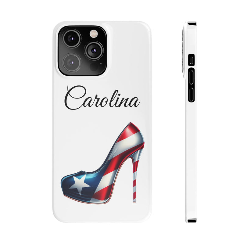 Personalized Stiletto iPhone Cell Phone Cases - White Slim Rico Flag π΅π·π₯ - Latina