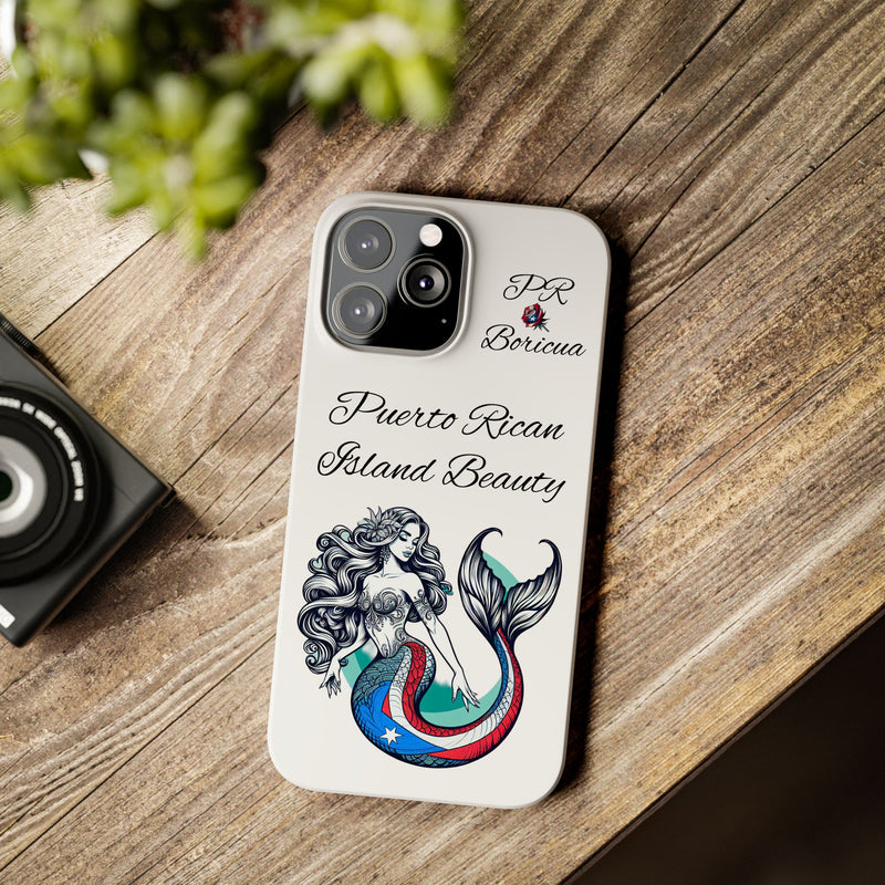 Puerto Rican Island Beauty Mermaid White Slim designer Phone Case - Puerto Rico Flag π΅π·π₯ -Weeeepa!
