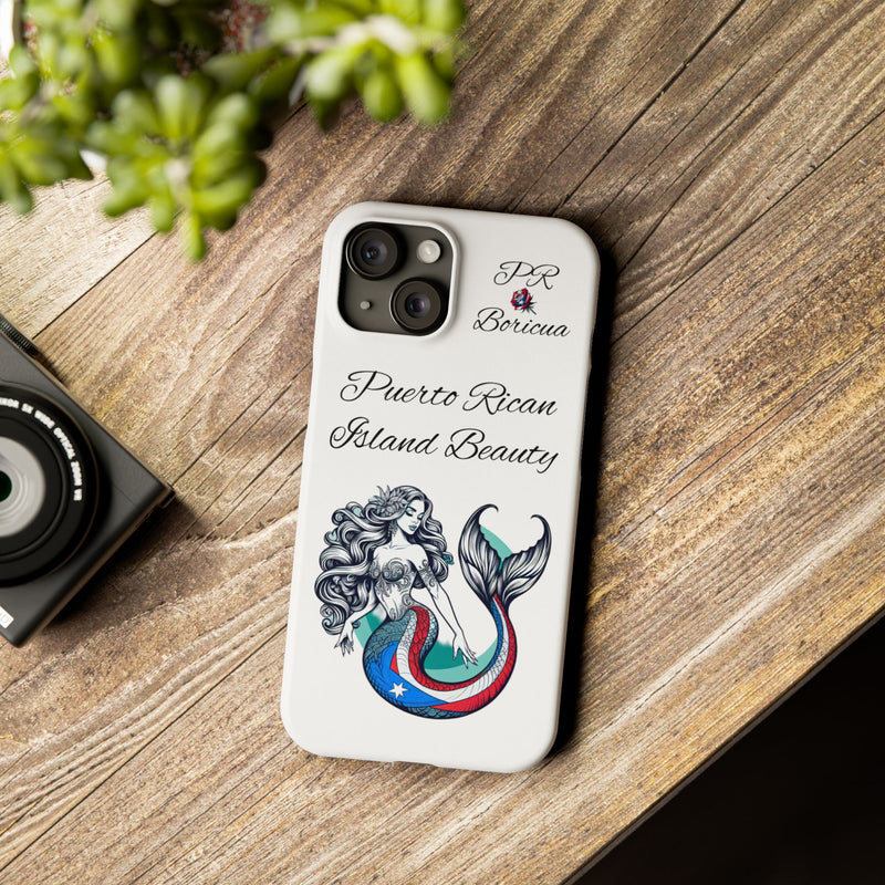 Puerto Rican Island Beauty Mermaid White Slim designer Phone Case - Puerto Rico Flag π΅π·π₯ -Weeeepa!