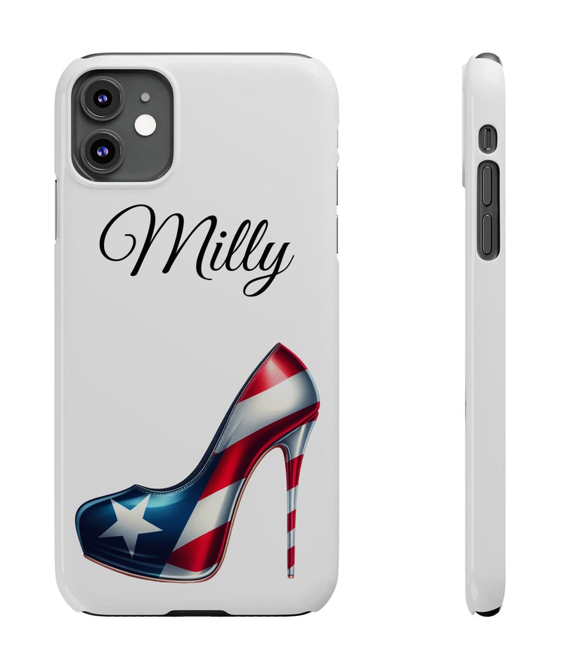 Personalized Stiletto iPhone Cell Phone Cases - White Slim Rico Flag π΅π·π₯ - Latina