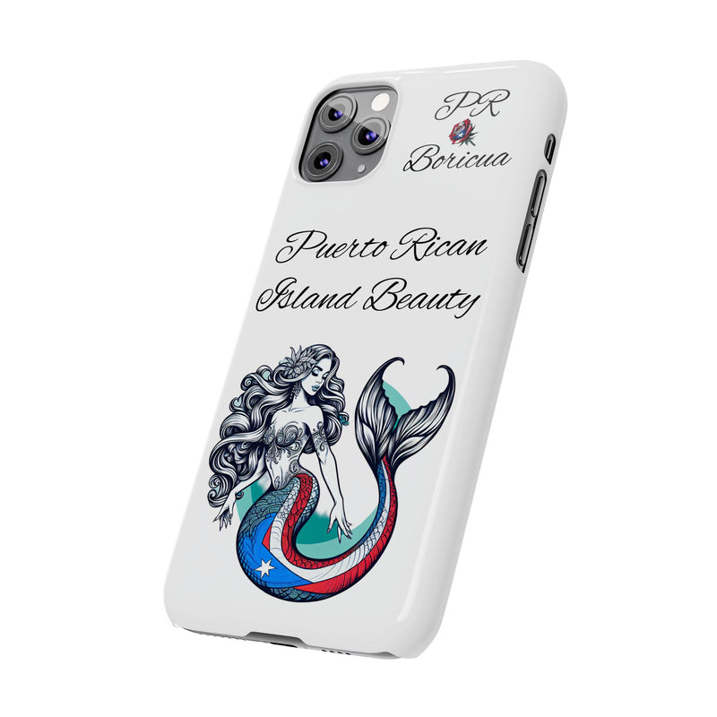 Puerto Rican Island Beauty Mermaid White Slim designer Phone Case - Puerto Rico Flag π΅π·π₯ -Weeeepa!