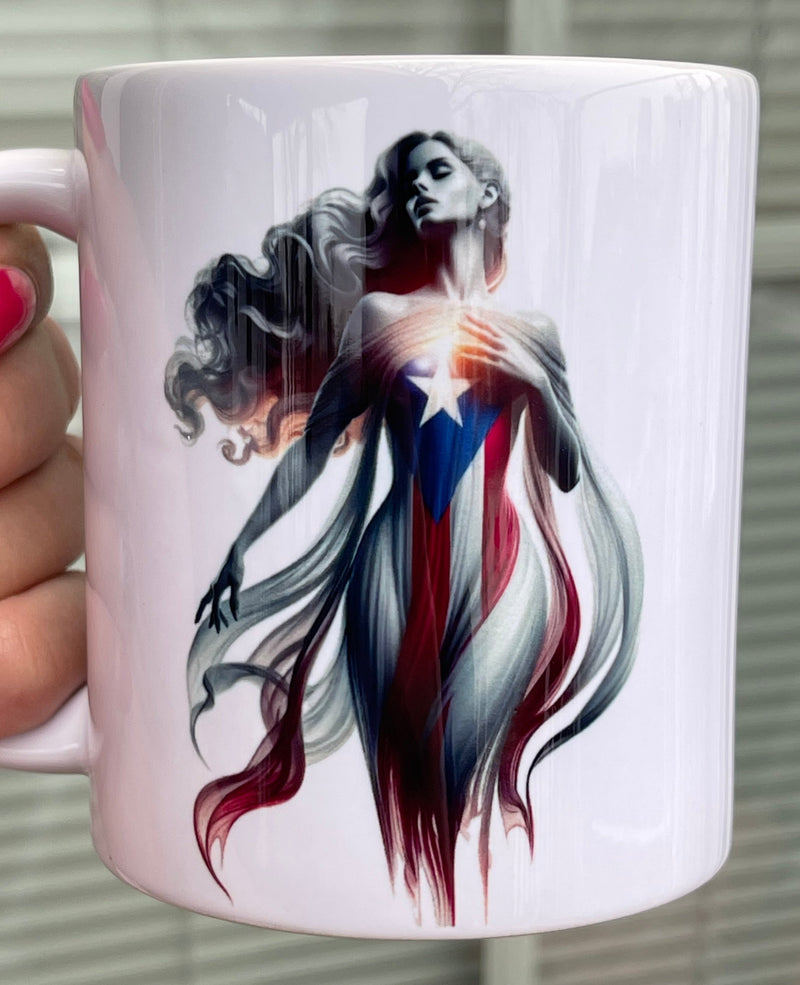 Puerto Rican Goddess Mug 11oz - Puerto Rico flag, Latina, Boricua gift, Puerto Rico gift, Puerto Rico Mug
