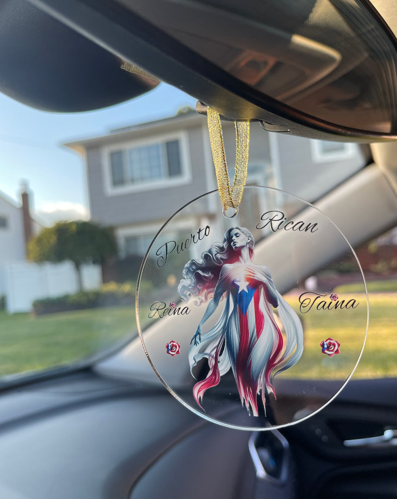 Puerto Rican 🇵🇷 Taína Acrylic Ornament -Puerto Rico flag - Latina, Latino,Reina Taína"