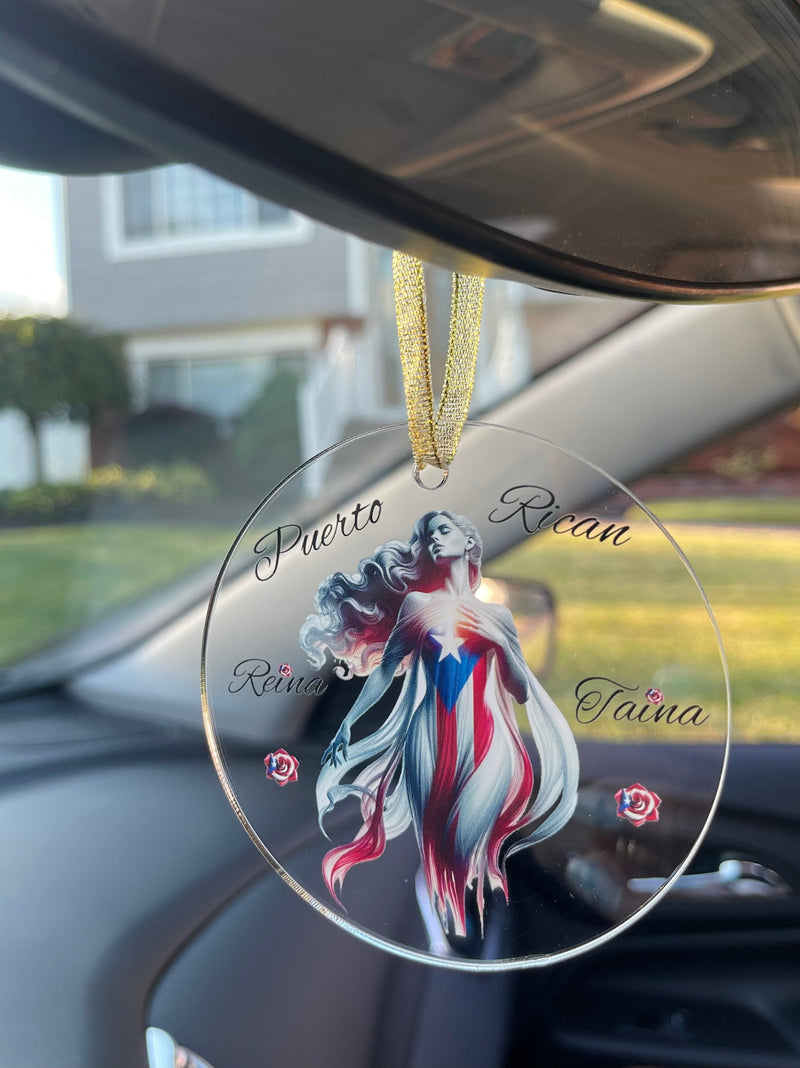 Puerto Rican 🇵🇷 Taína Acrylic Ornament -Puerto Rico flag - Latina, Latino,Reina Taína"
