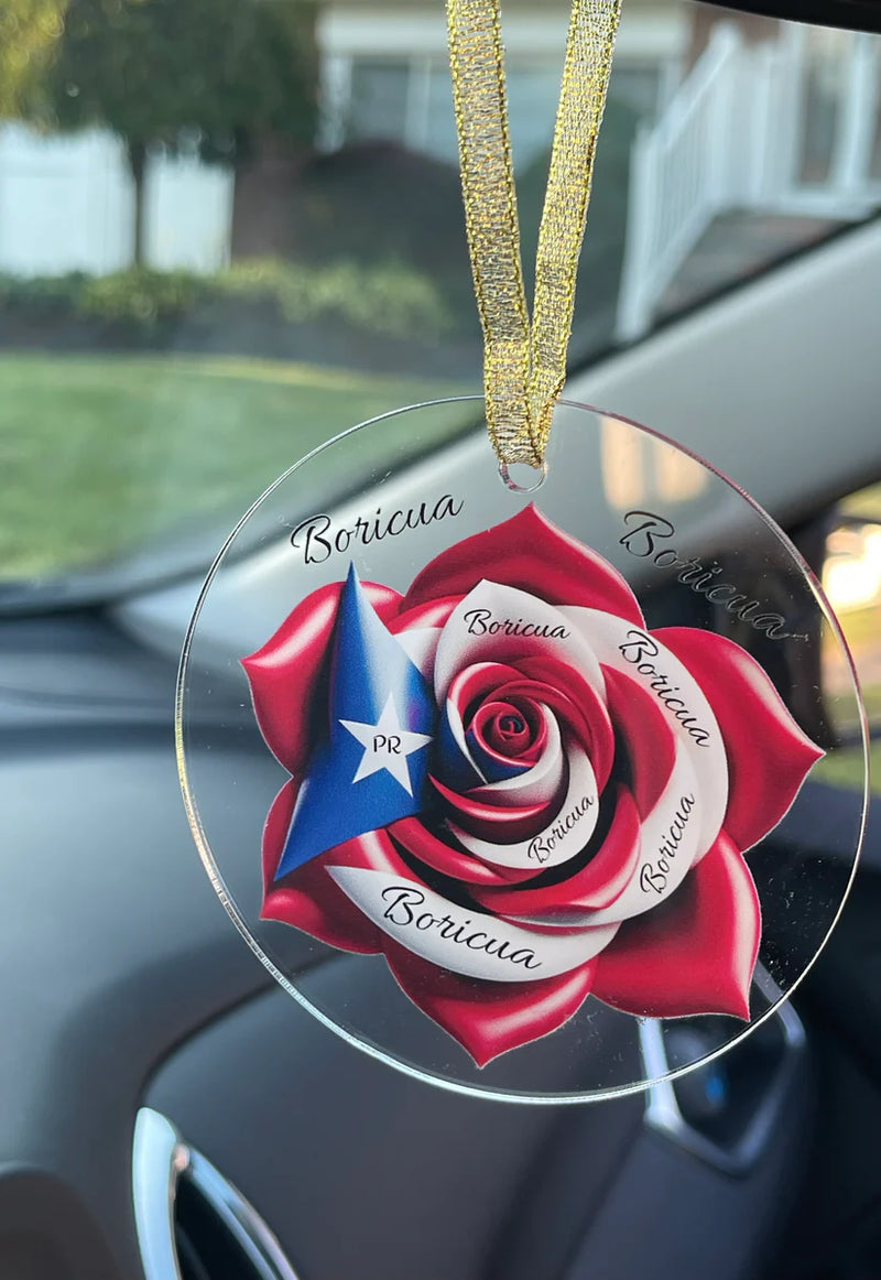 Boricua Puerto Rican Flag Rose Ornament - Bandera Puertorriqueña, Boricua, Latino. Weeeepa!