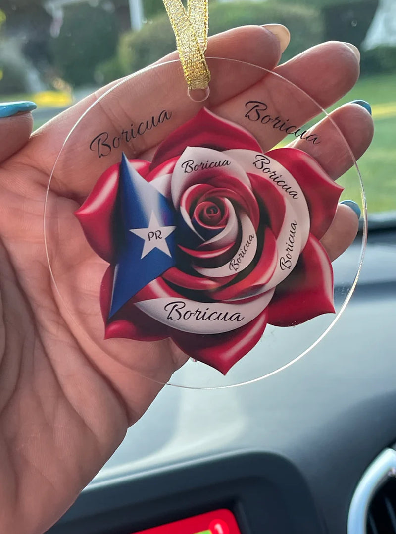 Boricua Puerto Rican Flag Rose Ornament - Bandera Puertorriqueña, Boricua, Latino. Weeeepa!