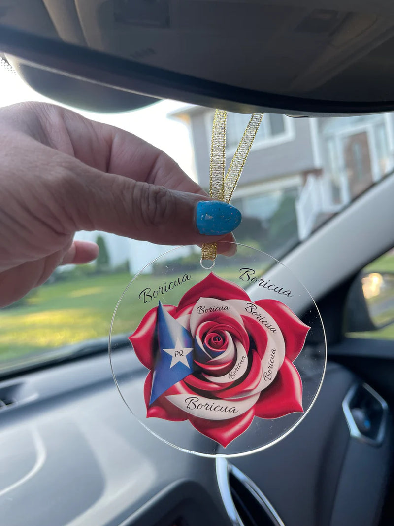 Boricua Puerto Rican Flag Rose Ornament - Bandera Puertorriqueña, Boricua, Latino. Weeeepa!