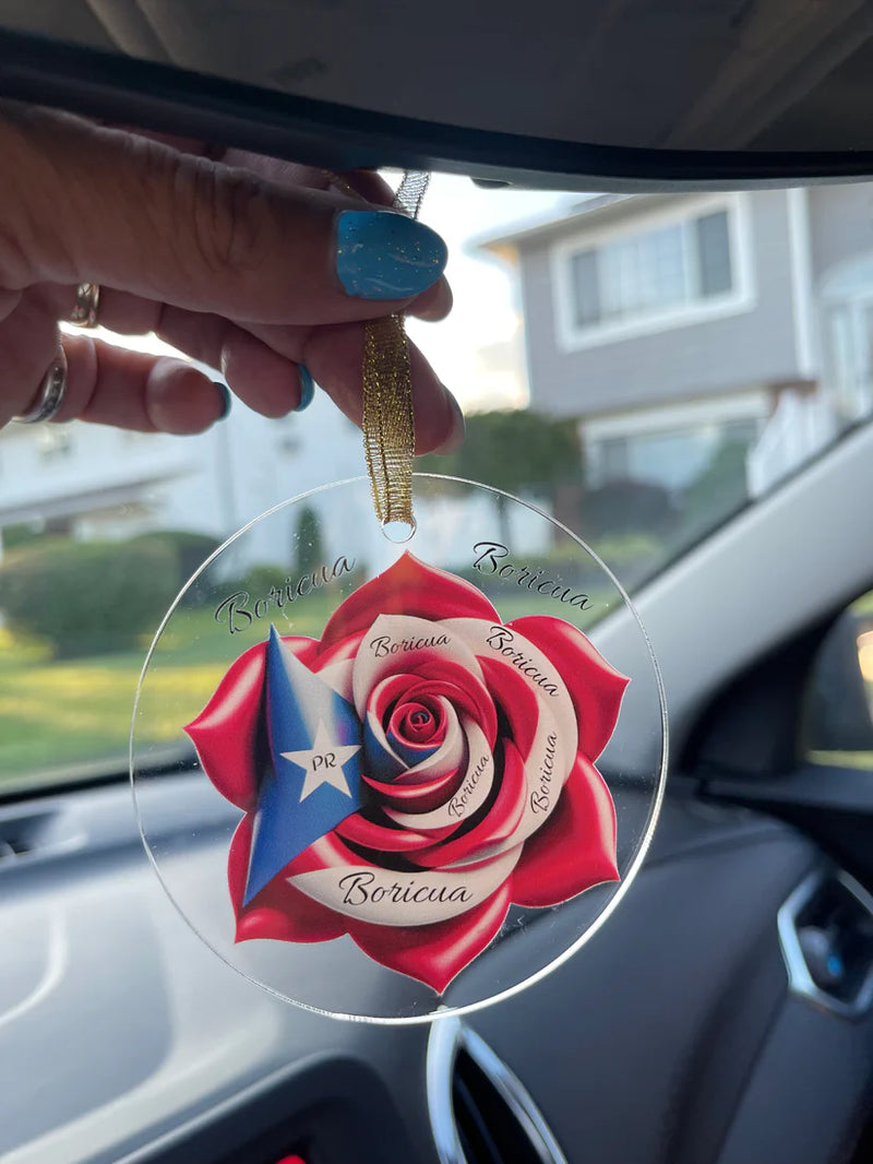 Boricua Puerto Rican Flag Rose Ornament - Bandera Puertorriqueña, Boricua, Latino. Weeeepa!