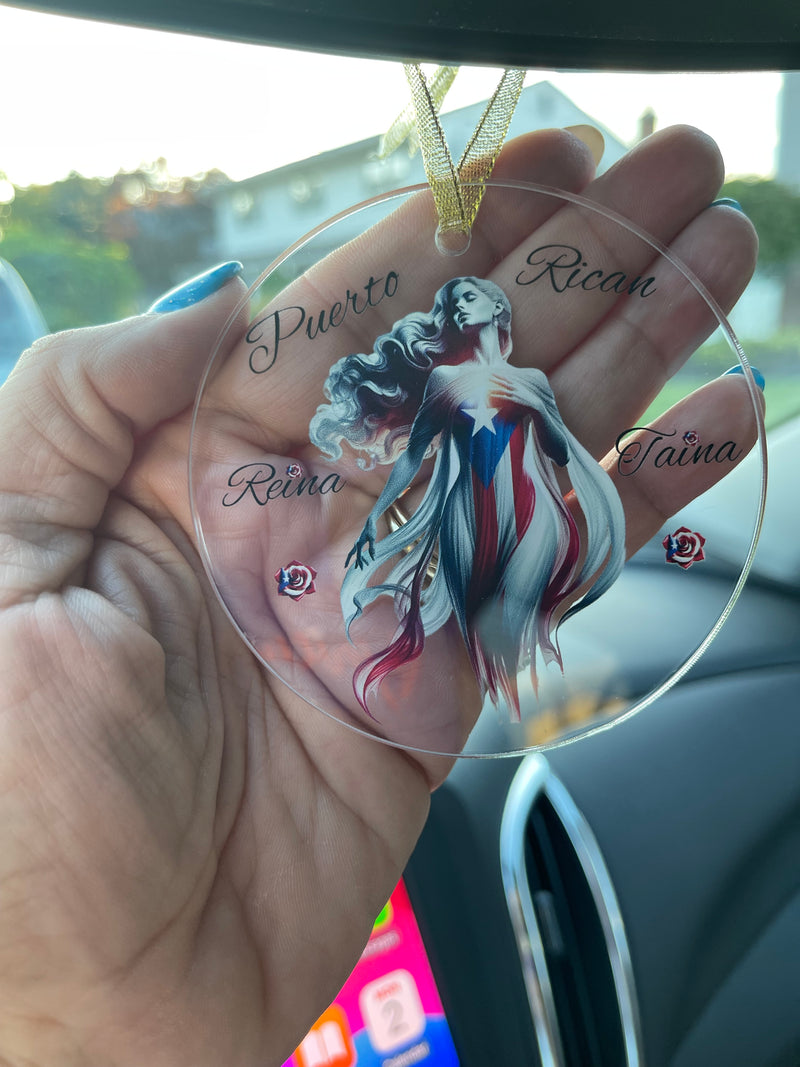 Puerto Rican 🇵🇷 Taína Acrylic Ornament -Puerto Rico flag - Latina, Latino,Reina Taína"