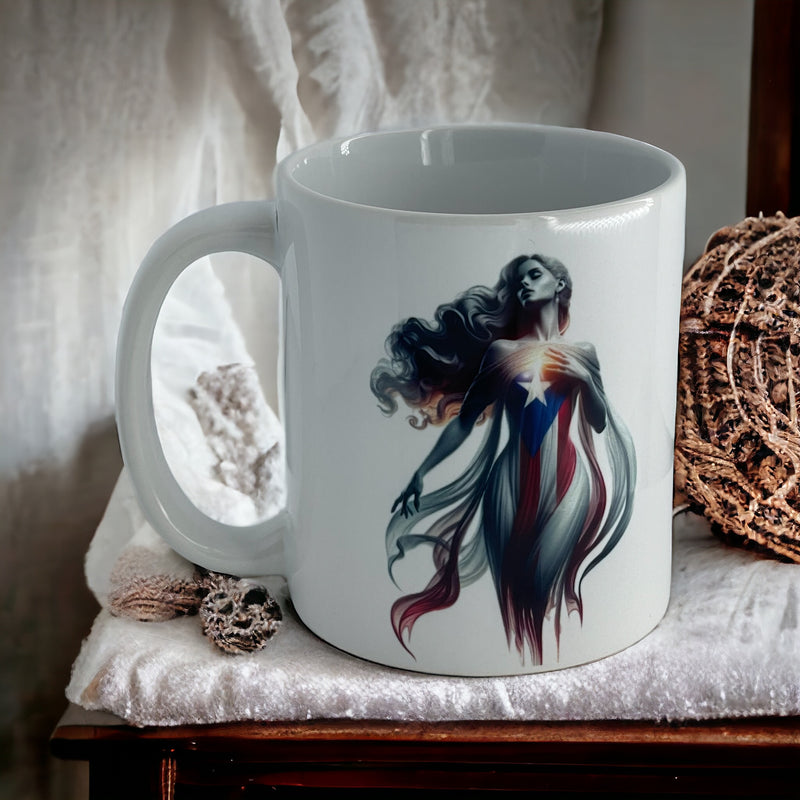 Puerto Rican Goddess Mug 11oz - Puerto Rico flag, Latina, Boricua gift, Puerto Rico gift, Puerto Rico Mug