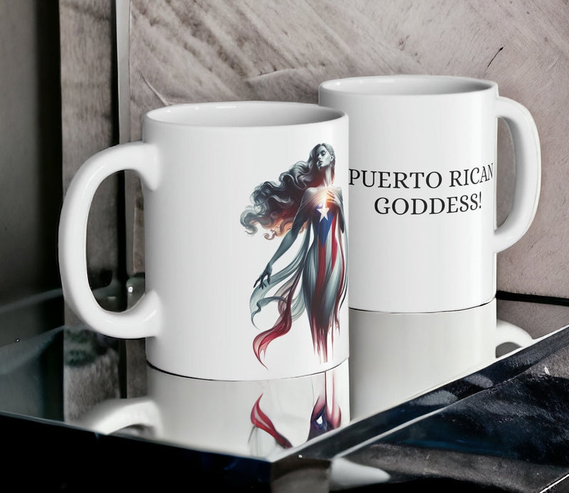 Puerto Rican Goddess Mug 11oz - Puerto Rico flag, Latina, Boricua gift, Puerto Rico gift, Puerto Rico Mug