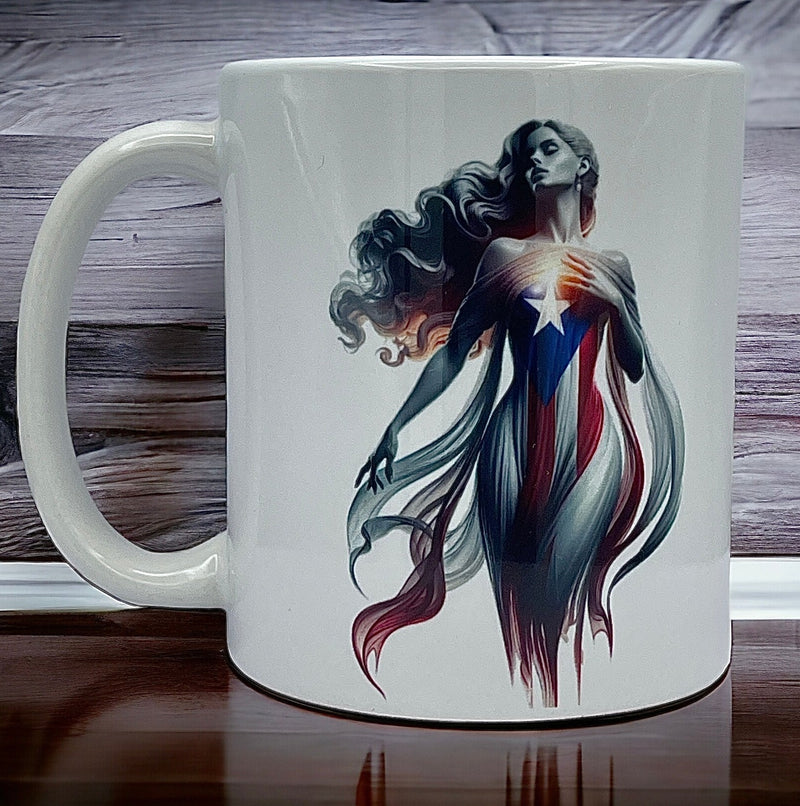 Puerto Rican Goddess Mug 11oz - Puerto Rico flag, Latina, Boricua gift, Puerto Rico gift, Puerto Rico Mug