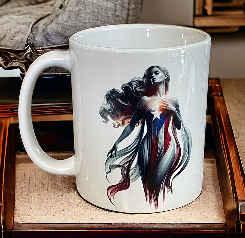 Puerto Rican Goddess Mug 11oz - Puerto Rico flag, Latina, Boricua gift, Puerto Rico gift, Puerto Rico Mug
