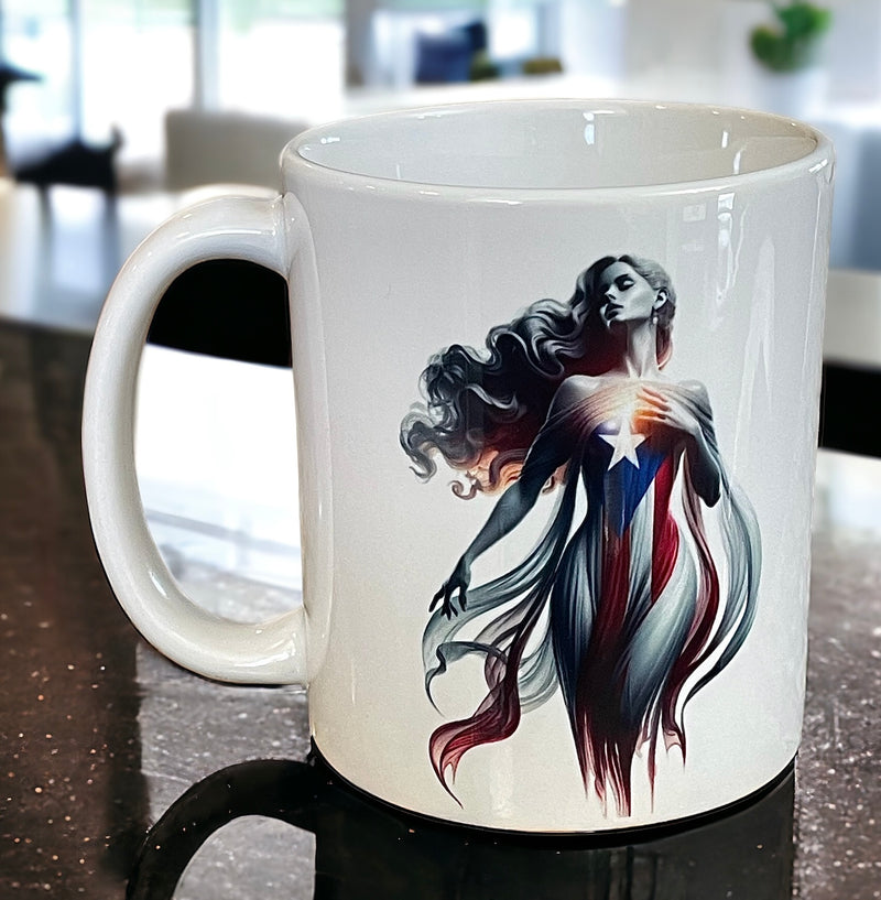 Puerto Rican Goddess Mug 11oz - Puerto Rico flag, Latina, Boricua gift, Puerto Rico gift, Puerto Rico Mug