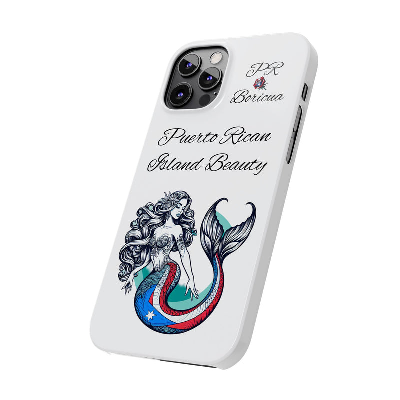 Puerto Rican Island Beauty Mermaid White Slim designer Phone Case - Puerto Rico Flag 🇵🇷🥁  -Weeeepa!