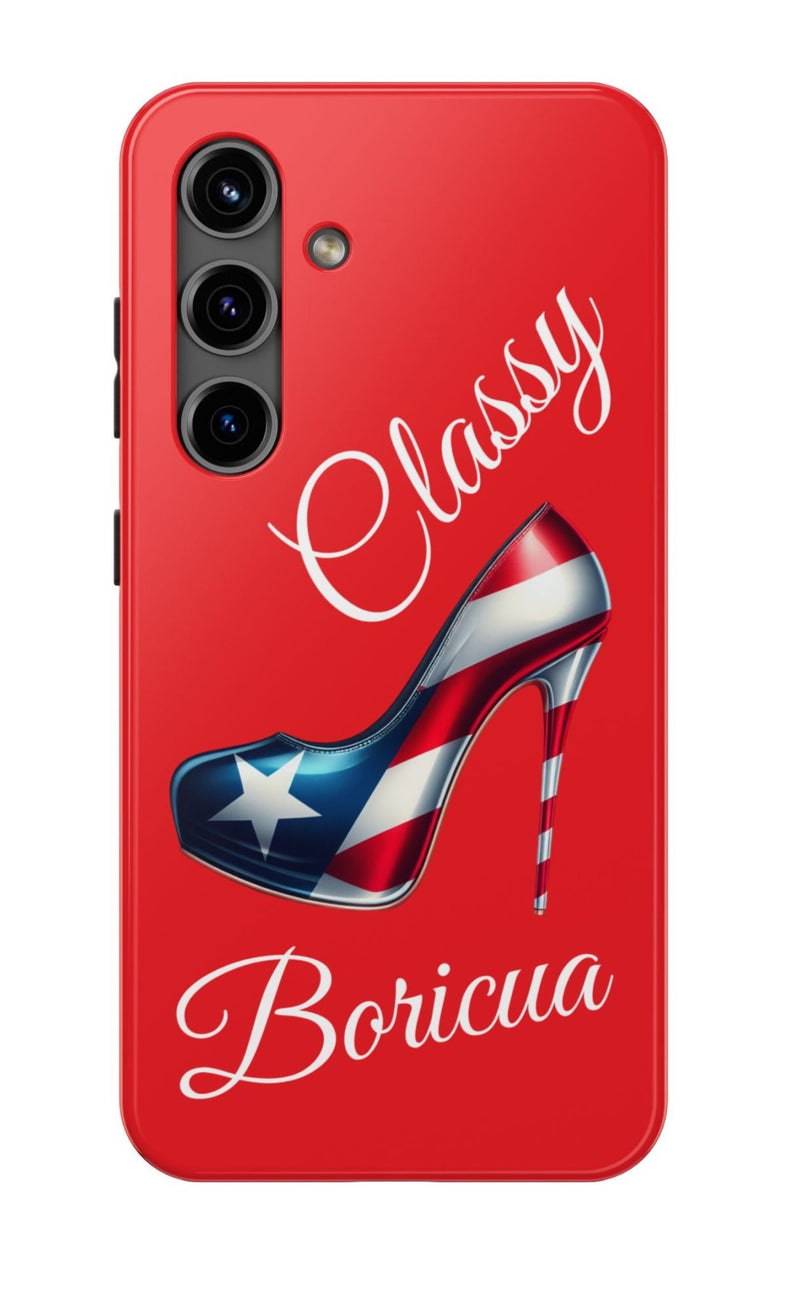 Galaxy Tough Red Phone Case Classy Boricua Stiletto  - Puerto Rico Flag 🇵🇷🥁  -Weeeepa!