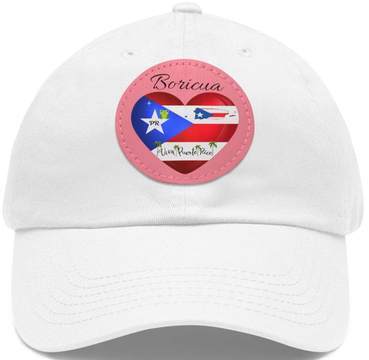 "Boricua I Love ❤️ Puerto Rico Flag & Map" Hat for Men & Women - with Leather Patch (Round) - Puerto Rico Flag, Latina hat, Latino hat, Gorra para la playa, Boricua, Puerto rican Pride..