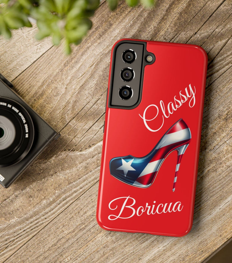 Galaxy Tough Red Phone Case Classy Boricua Stiletto  - Puerto Rico Flag 🇵🇷🥁  -Weeeepa!