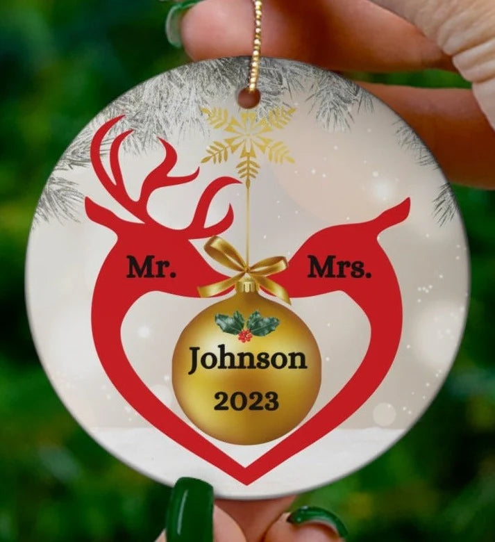 Mr. & Mrs. Christmas Married 2023 Personalized Ornament,