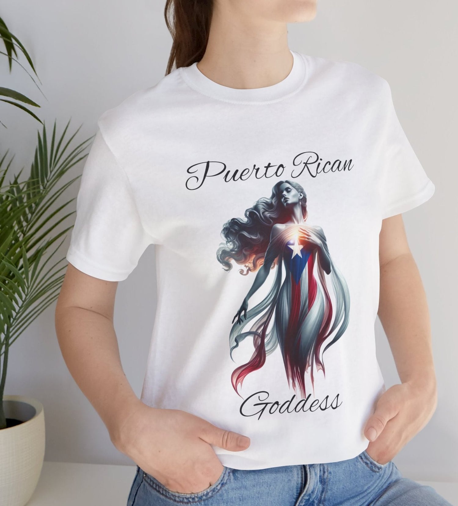 Puerto Rican Goddess - Puerto Rico Flag - Puertorriqueña - Diosa Puertorriqueña, Jersey Short Sleeve Tee