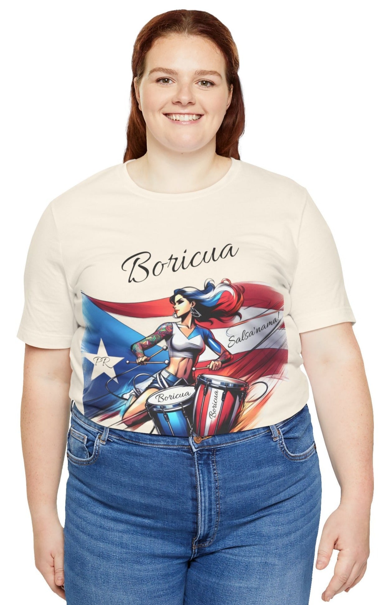 Boricua Puerto Rican Drummer - Puerto Rico Flag - Jersey Short Sleeve Tee, Puertorriqueña - Latina