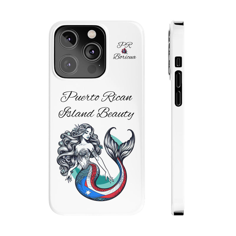 Puerto Rican Island Beauty Mermaid White Slim designer Phone Case - Puerto Rico Flag 🇵🇷🥁  -Weeeepa!