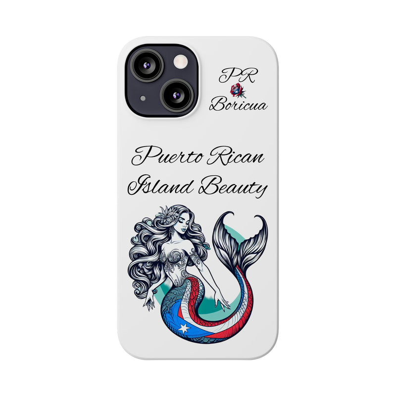 Puerto Rican Island Beauty Mermaid White Slim designer Phone Case - Puerto Rico Flag 🇵🇷🥁  -Weeeepa!