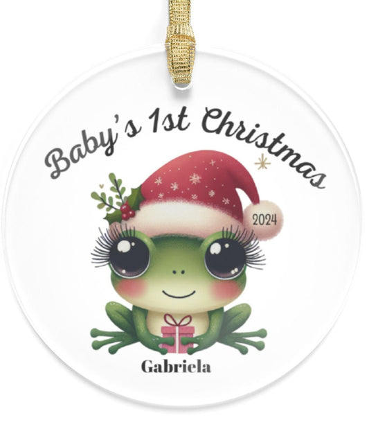 Personalized Baby's 1st Christmas Frog Acrylic Ornament - Christmas Ornament, Frogs Decoration, Holiday Gift, Cute Baby Frog, Christmas Decor