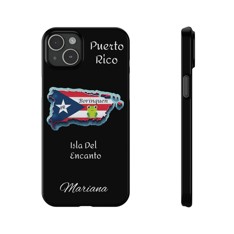 Personalized iPhone Puerto Rican Flag - Black Slim Cases - Rico Flag 🇵🇷🥁  -Weeeepa!, Puertoriquena