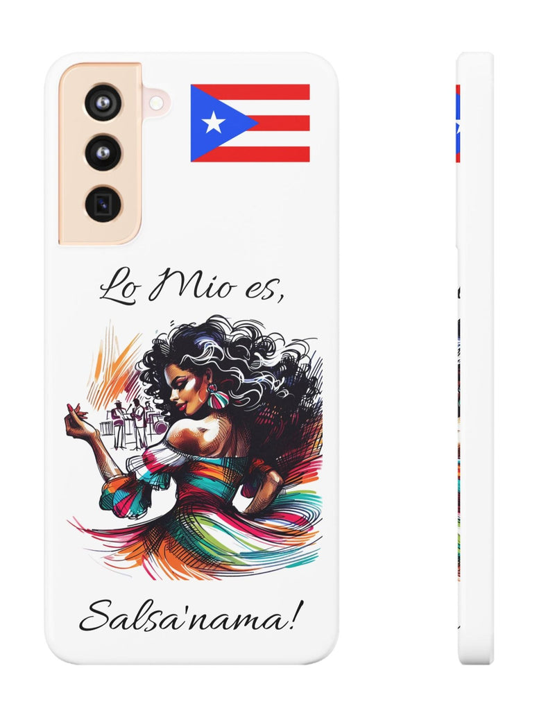 Galaxy "Lo Mio Es Salsa'nama" White Slim Cases - Puerto Rico Flag 🇵🇷🥁 - Weeeepa!